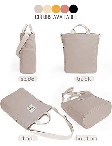 Lily queen Women Canvas Tote Handbag | Casual Hobo Shoulder Bag Crossbody in Taupe Grey thumbnail 7
