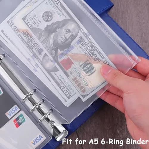 Antner Zipper Binder Pockets 12 Pack A5 Waterproof PVC for Budgeting, Clear, 8.15 x 5.7 inches thumbnail 4