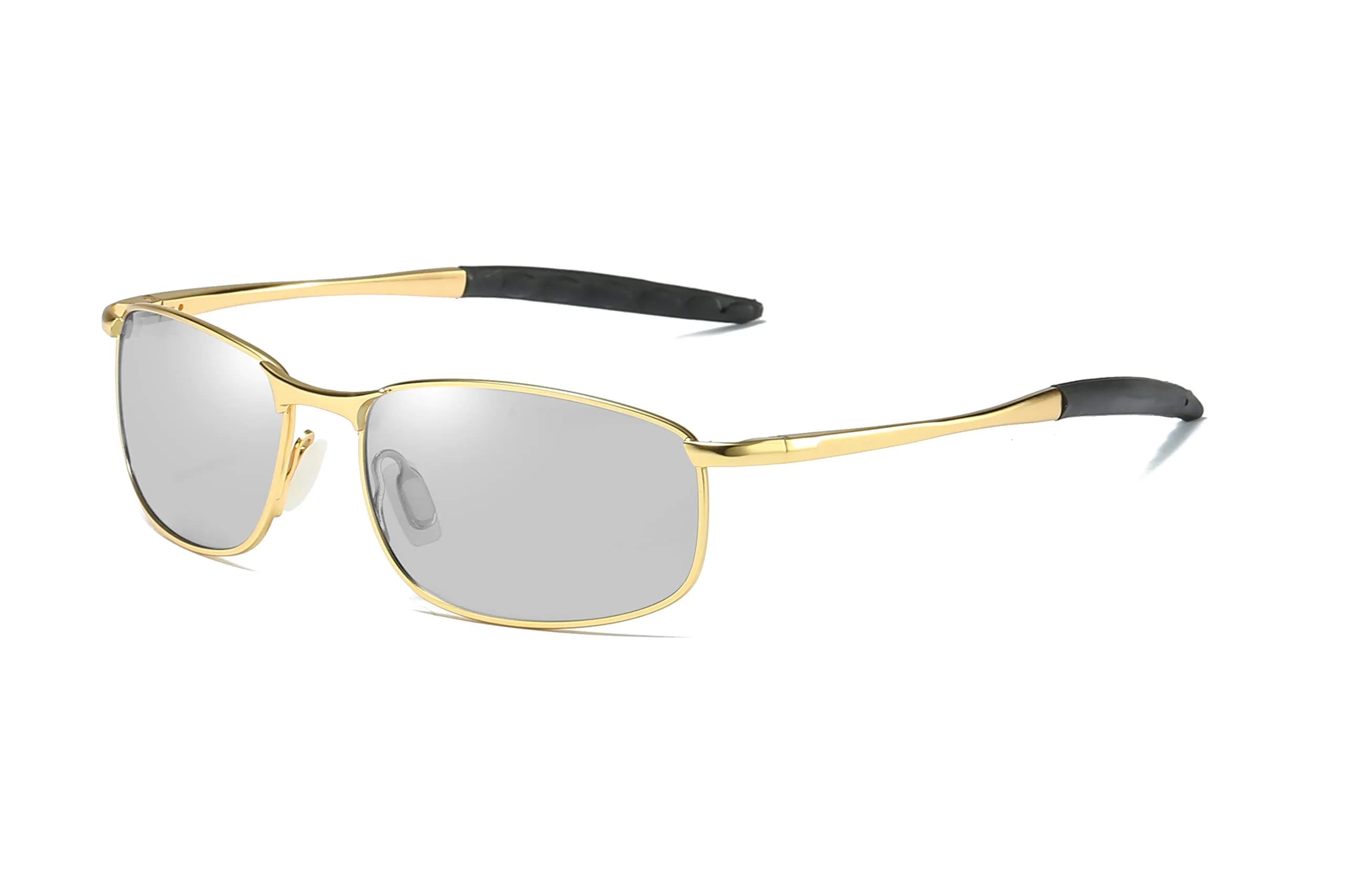 FEISEDY Classic Polarized Photochromic Sunglasses 59mm (2.32 inches) | UV400 Protection for Driving — Gold Photochromic