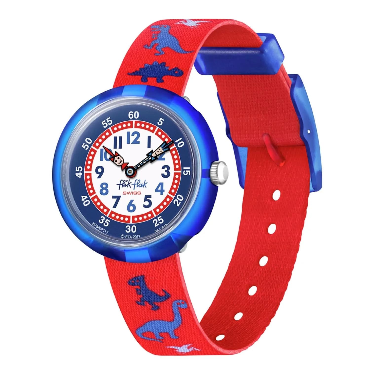 Flik Flak Dinosauritos Kids Watch 30.5mm (1.2 inches) | Swiss Quartz Movement, Water-Resistant — Red