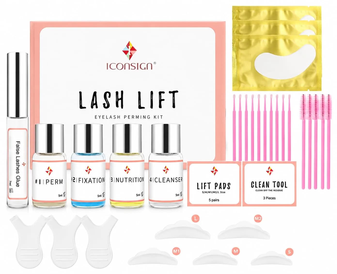 ICONSIGN Lash Lift Kit Eyelash Perming Full Set Upgraded Glue Version | Professional Eyelash Curling Lash Extension Set - main product image
