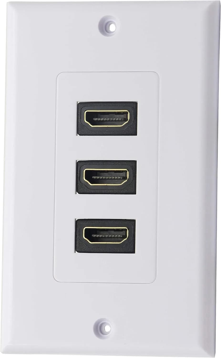 zdyCGTime 3-Port HDMI 2.0 Decorative Wall Plate 11.4cm x 7cm | Supports 4K 60Hz, Easy Install, White - main product image