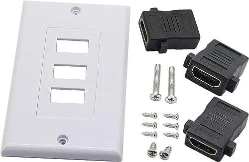 zdyCGTime 3-Port HDMI 2.0 Decorative Wall Plate 11.4cm x 7cm | Supports 4K 60Hz, Easy Install, White thumbnail 4