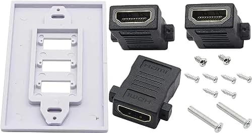 zdyCGTime 3-Port HDMI 2.0 Decorative Wall Plate 11.4cm x 7cm | Supports 4K 60Hz, Easy Install, White thumbnail 5