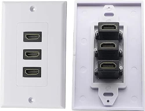 zdyCGTime 3-Port HDMI 2.0 Decorative Wall Plate 11.4cm x 7cm | Supports 4K 60Hz, Easy Install, White thumbnail 6