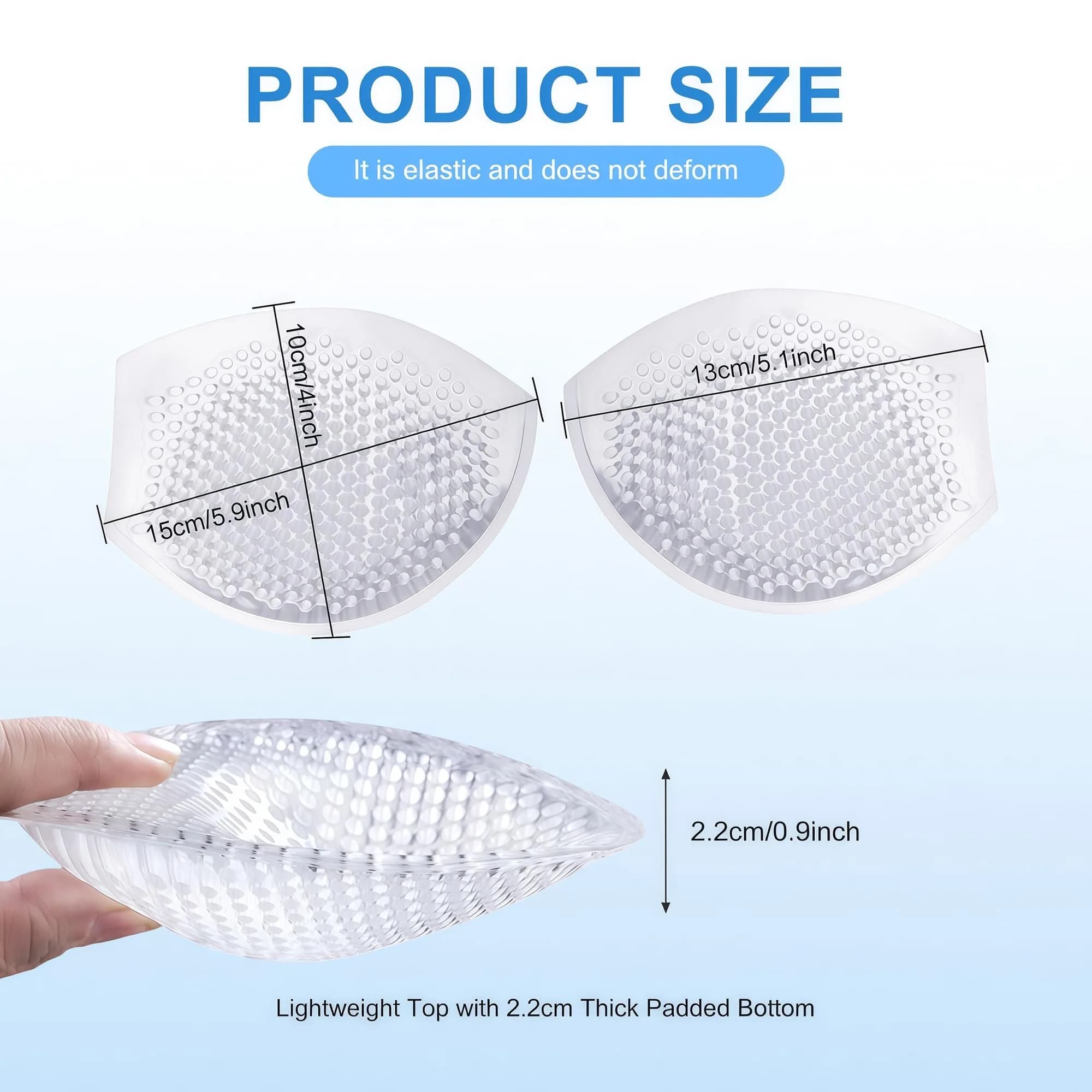 ericotry Clear Silicone Bra Inserts for Swimsuits & Bikinis | Waterproof Breathable Push-up Pads thumbnail 2