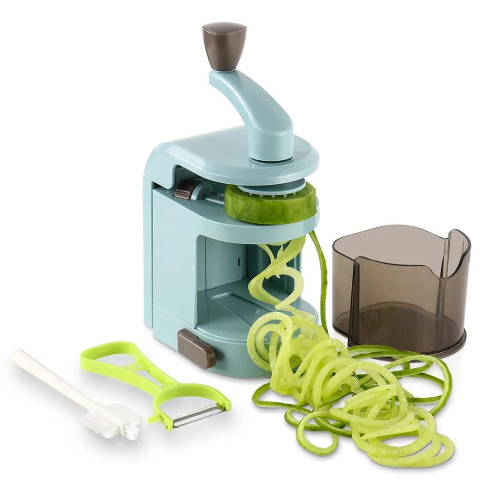 Ourokhome Zucchini Noodle Maker Spiralizer 5 Blades | Vegetable Slicer for Veggie Noodles & Curly Chips — Teal