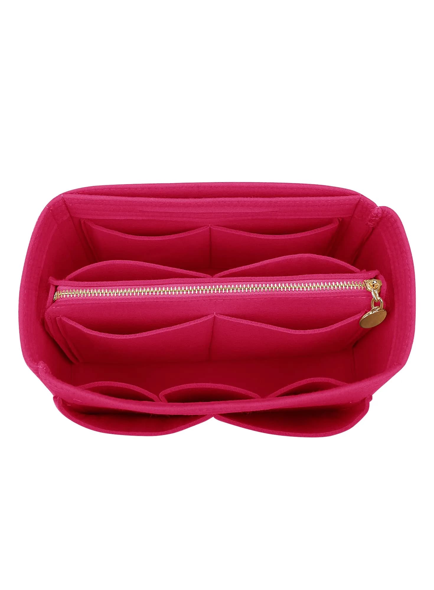 LEXSION Felt Purse Bag Organizer Insert with Zipper, Rosy XL (34cm x 18cm x 17cm) | Keeps Handbags Shipshape — Rosy