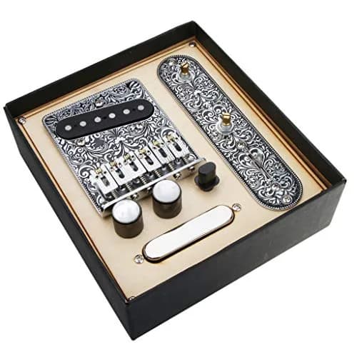 Alnicov 6 Strings Saddle Bridge Plate, 3 Way Switch Control Plate, Neck Pickup Set for Fender Telecaster Electric Guitars Replacement Parts (Black) | Guitar Hardware Kit thumbnail 1