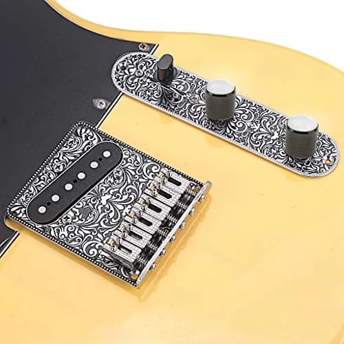 Alnicov 6 Strings Saddle Bridge Plate, 3 Way Switch Control Plate, Neck Pickup Set for Fender Telecaster Electric Guitars Replacement Parts (Black) | Guitar Hardware Kit thumbnail 4