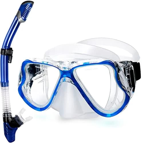 Greatever Snorkeling Gear for Adults Kids | Anti-Fog Dry Snorkel Mask Set with Panoramic View thumbnail 1