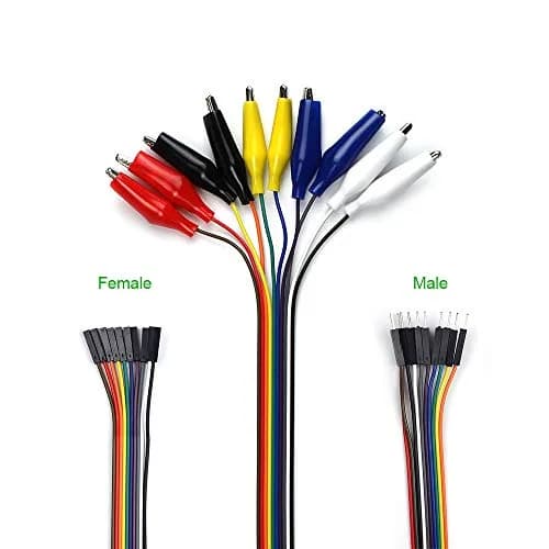 UCTRONICS Breadboard Alligator Clip Jumpers - Gator to Male and Female Jumper Wires Test Lead 8 inch for Power Supply, LED Strips, Multimeters, Arduino Lilypad and Raspberry Pi thumbnail 2