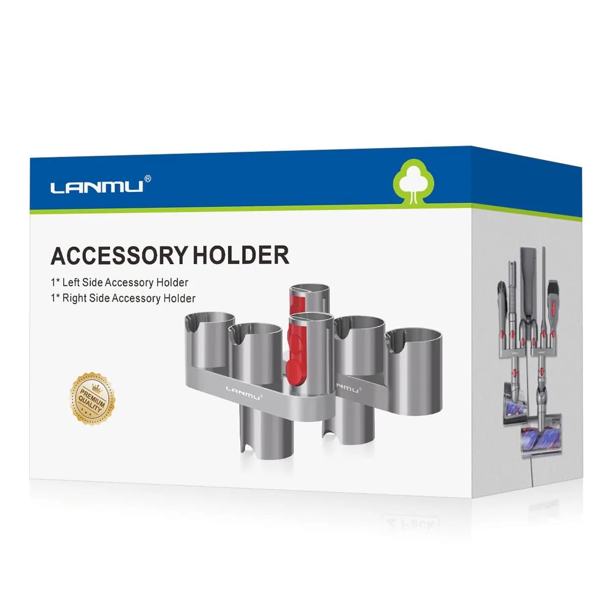 LANMU Accessory Holder for Dyson V15 V11 V10 V8 V7 Outsize Gen5 Vacuum Cleaners | Drill-Free Docking Station Organizer with 6 Slots - main product image