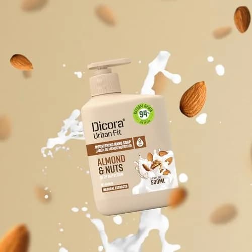 Dicora Urban Fit Nourishing Hand Soap Almond and Nuts 500ml (16.9 Fl Oz) | Gentle Moisturizing Hand Wash thumbnail 2