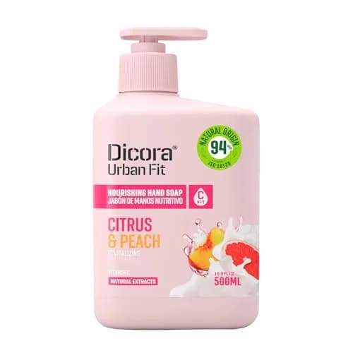 Dicora UrbanFit Nourishing Hand Soap Citrus & Peach 500ml (16.9 Fl Oz) | Hydrates & Nourishes Sensitive Skin thumbnail 1