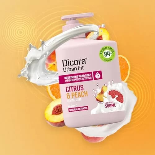 Dicora UrbanFit Nourishing Hand Soap Citrus & Peach 500ml (16.9 Fl Oz) | Hydrates & Nourishes Sensitive Skin thumbnail 2