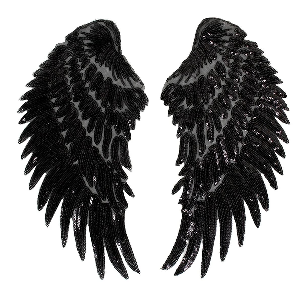Kennedy Manufacturing Large Angel Wings Patch 13 in (33cm) x 6.3 in (16cm) | Embroidered Sequin DIY Decoration - main product image