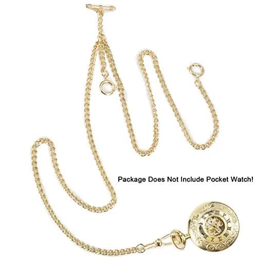 SIBOSUN Pocket Watch Chain Double Albert T-Bar Antique 29 Inch Chains Bronze Vest Waistcoat | Classic Vintage Accessory thumbnail 3