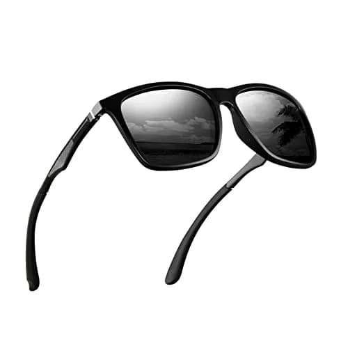 monrich Polarized Rectangular Sunglasses for Men, Matte Black Frame & Grey Lens | UV400 Protection thumbnail 1