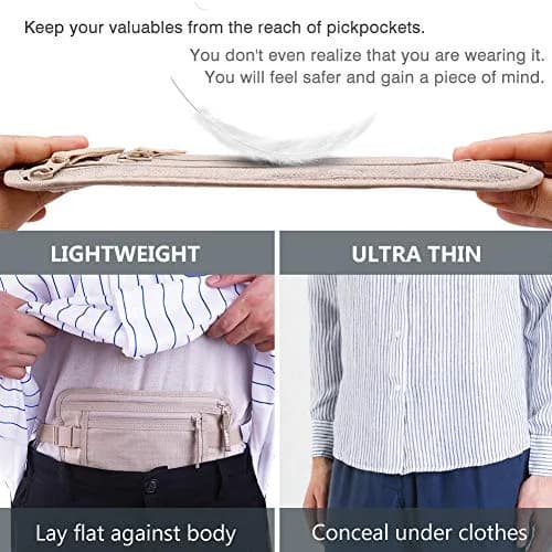 LANNEY Slim RFID Blocking Money Belt with Passport Holder & 2 RFID Sleeves | 27cm (10.6") x 14cm (5.5") thumbnail 3
