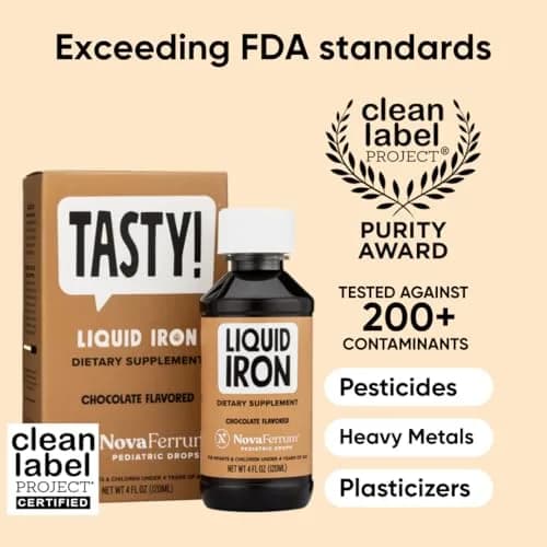 NovaFerrum Tasty Pediatric Drops Liquid Iron Supplement 120 Servings (4 Fl Oz / 118 ml) | Chocolate Flavored, Sugar & Gluten Free thumbnail 2