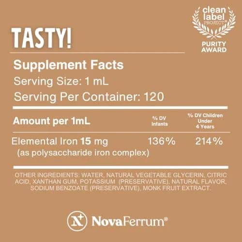 NovaFerrum Tasty Pediatric Drops Liquid Iron Supplement 120 Servings (4 Fl Oz / 118 ml) | Chocolate Flavored, Sugar & Gluten Free thumbnail 3