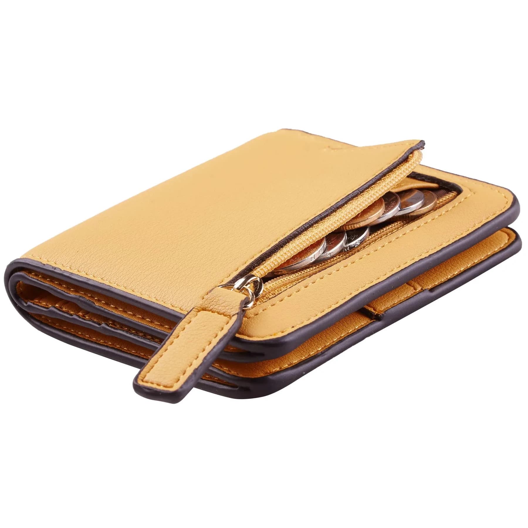 Toughergun CH Rose Red Slim Leather Wallet for Women - Compact RFID Blocking Bifold Mini Purse — 14 ReNapa Yellow