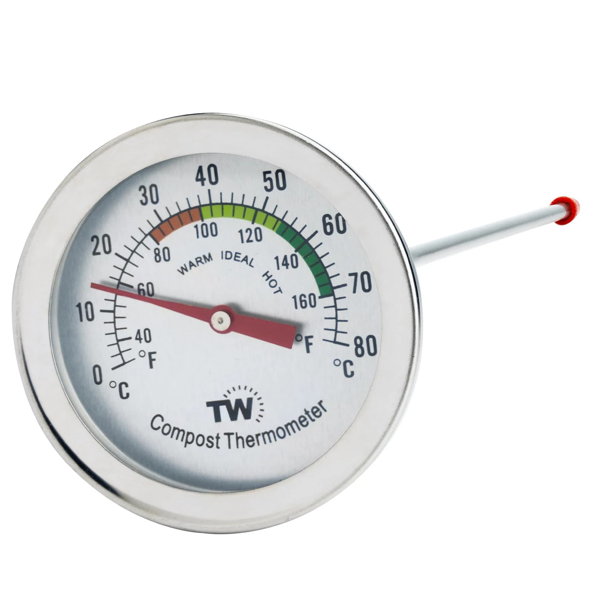 Thermometer World Compost Thermometer Stainless Steel Dial with 295MM Probe & 50MM Dial | Measures 29.5cm (11.61in) Probe Length - main product image