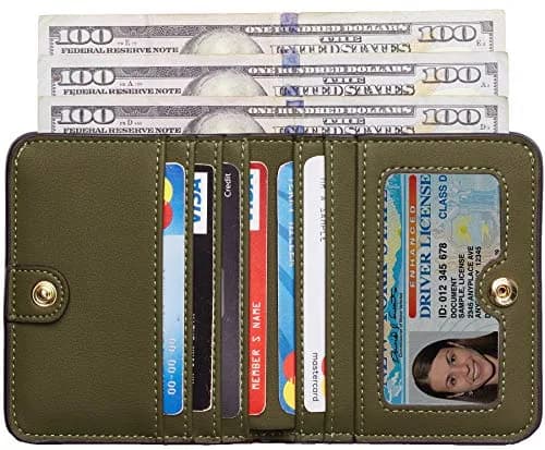 Toughergun 15 ReNapa Green Army Slim Leather Bifold Wallet for Women with RFID Protection thumbnail 2