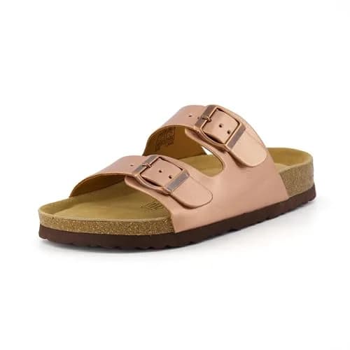 CUSHIONAIRE Lane Cork Slide Women's Sandals, Comfortable Slip-On Footwear, Gold (Rose) 6.5 thumbnail 9