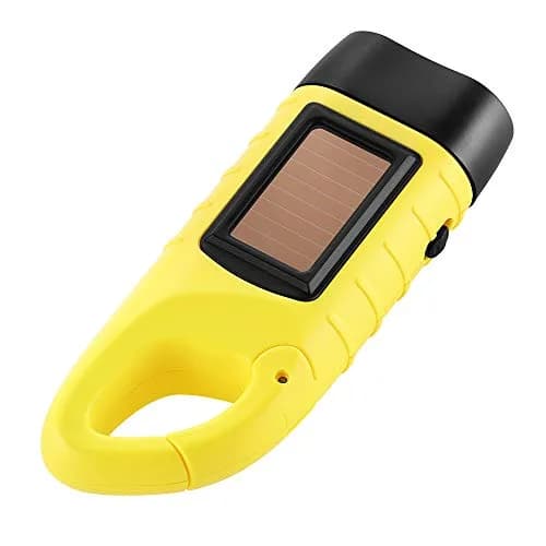 Simpeak Hand Crank Solar Flashlight, Rechargeable LED Dynamo Carabiner Clip Backpack Torch (Yellow, 200 Lumens) thumbnail 4