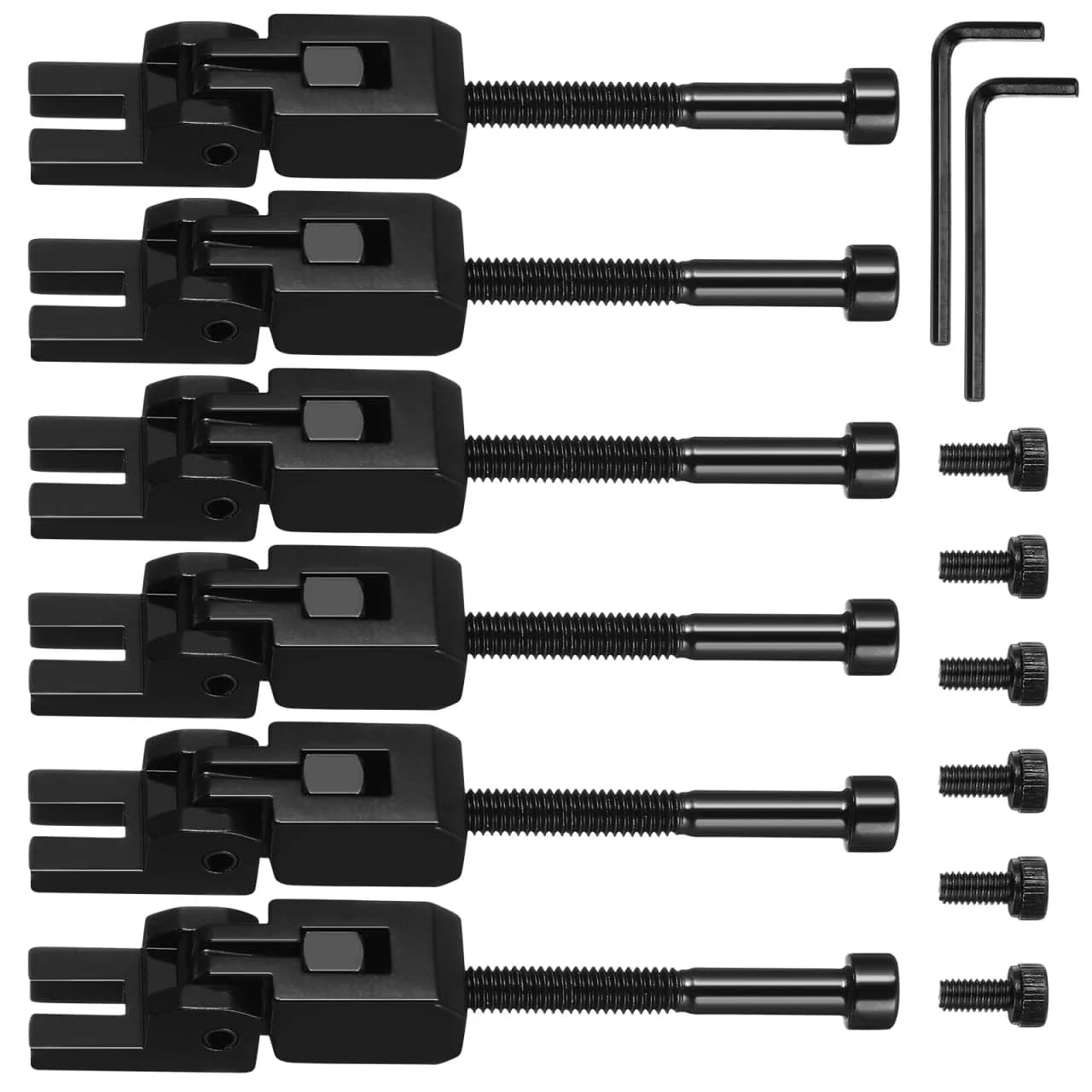 SUPVOX Set of 6 Double Locking Saddles for Floyd Rose Guitar Tremolo Bridge | Durable Metal Finish, Lock Screws Included — Black
