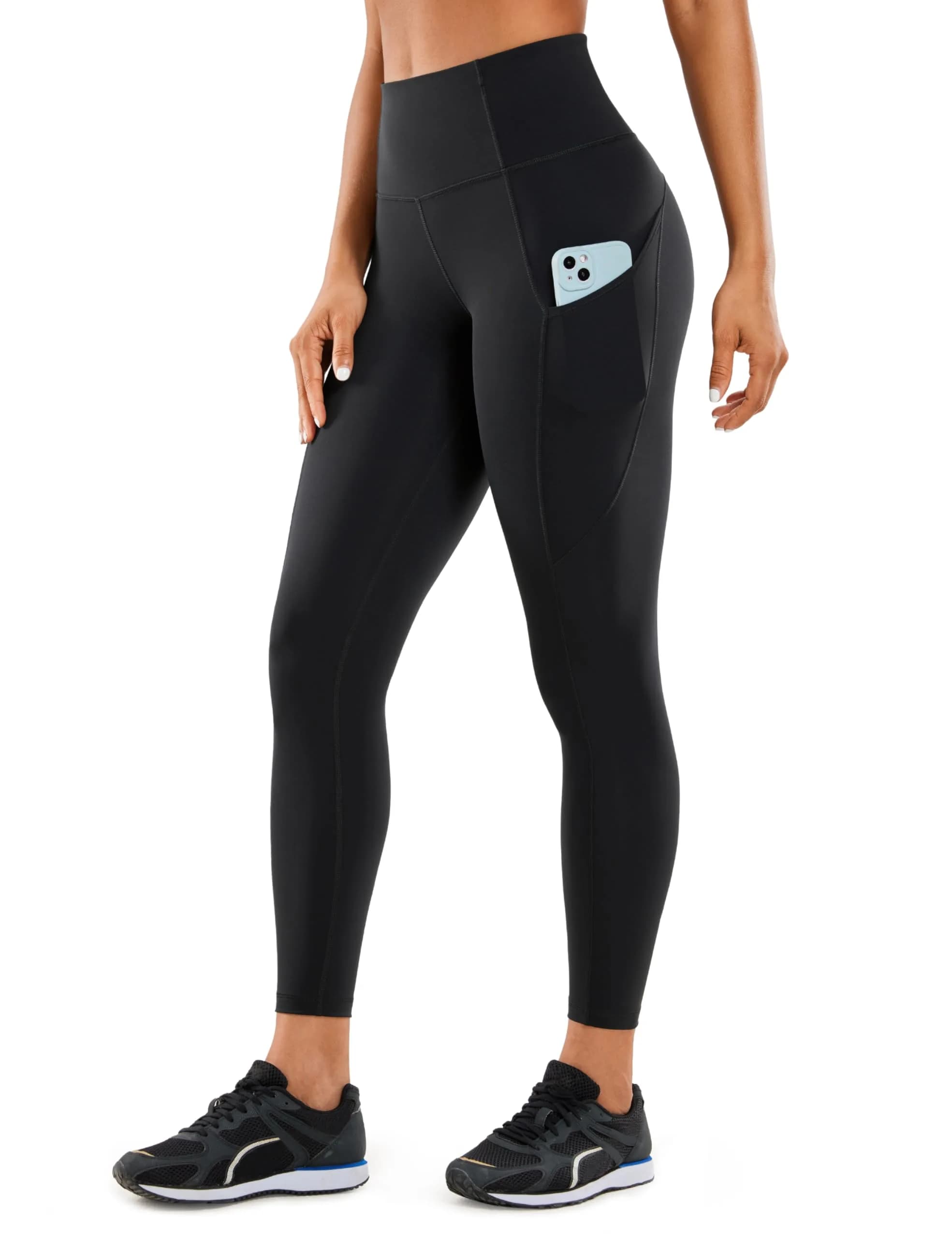 CRZ YOGA Naked Feeling 25'' Pockets Leggings Black Medium | High Waist, Sweat-Wicking, Interior Drawstring — Black / X-Large