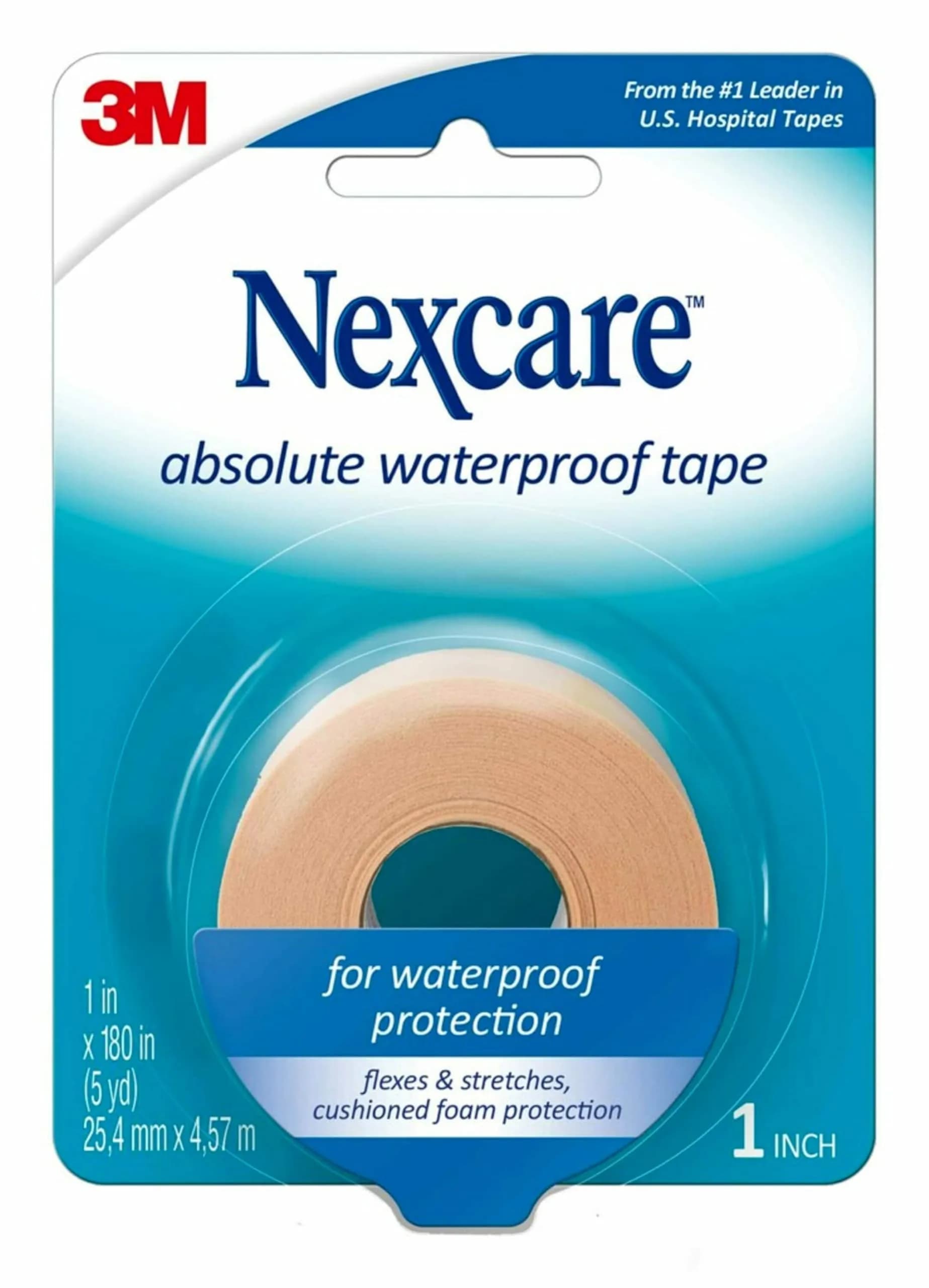 Nexcare Waterproof First Aid Tape 1 in x 180 in | Flexible, Hypoallergenic, Water-Resistant — Waterproof Foam