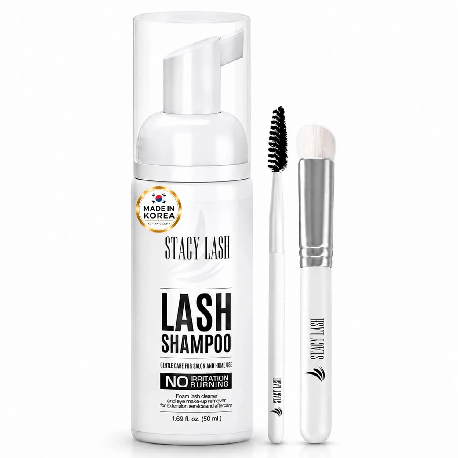 STACY LASH Eyelash Extension Shampoo + Brush 50ml (1.69 fl.oz) | Gentle Foaming Cleanser for Makeup Removal & Lash Aftercare - main product image