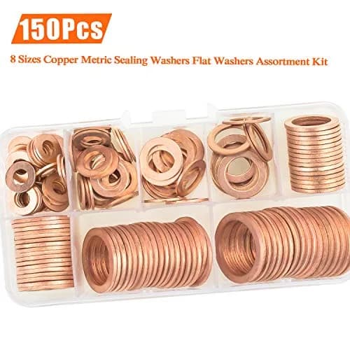 HELIFOUNER Copper Metric Sealing Washers Assortment Kit 150 PCS (M6-M20) | Corrosion Resistant Flat Washers for Electrical & Automotive thumbnail 6