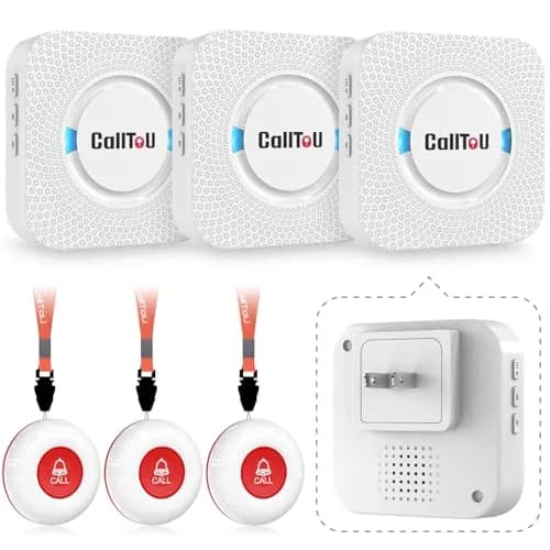 CallToU Wireless Caregiver Pager Alert System 3+3 Pack | 500+ft Range, Waterproof Call Button for Seniors thumbnail 1