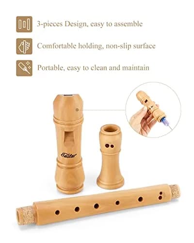 Eastar Baroque Maple Wooden C Soprano Recorder Kid Beginners Kit, ERS-31BM | Classic Baroque Design for Beginners thumbnail 5