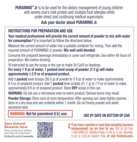 Enfamil PurAmino Junior Hypoallergenic Amino Acid Powder 14.1 Oz | Complete Nutrition for Severe Food Allergies thumbnail 8