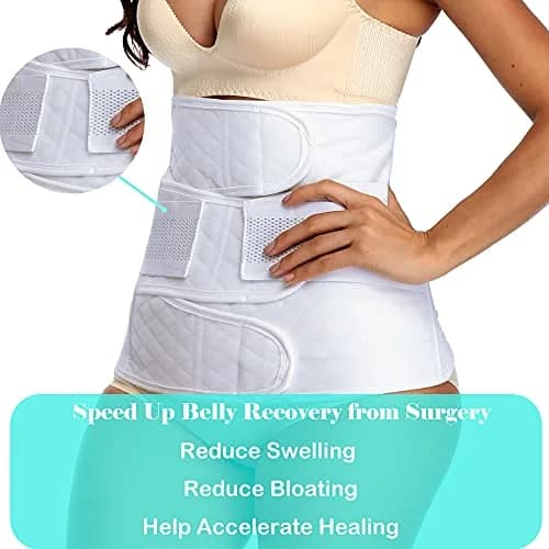 PAZ WEAN Post Surgery Abdominal Binder Medium | Breathable Cotton Postpartum Belly Wrap for C Section Recovery thumbnail 5