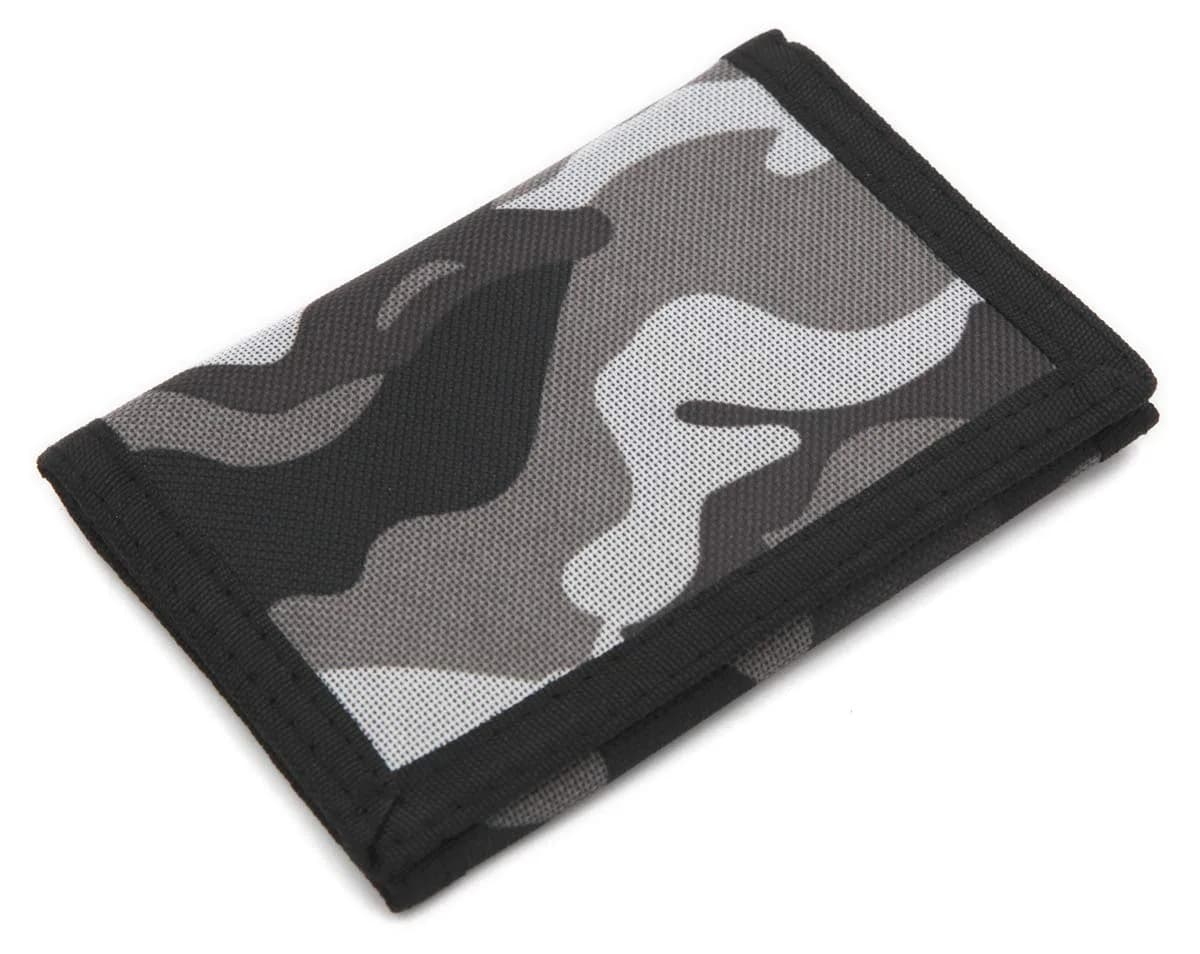 AI-DEE Stripe RFID Trifold Canvas Outdoor Sports Wallet for Kids with Hook & Loop Closure — Gray