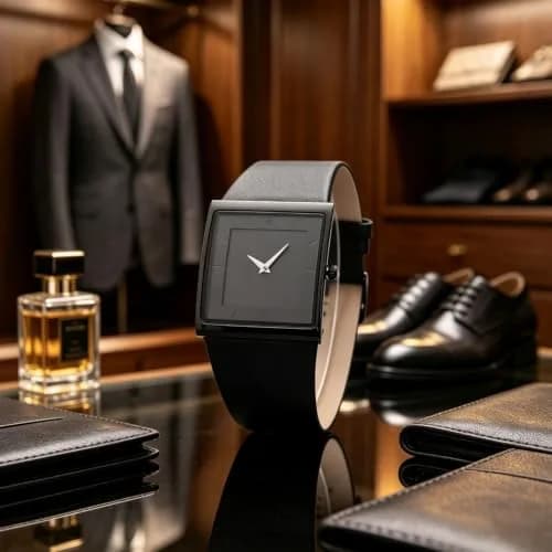 SIBOSUN Minimalist Square Men's Watch Black Dial 41mm Case | Classic Business Style Quartz Analog thumbnail 6