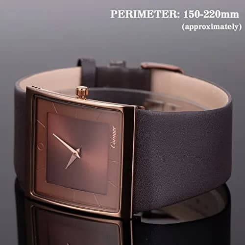 SIBOSUN Men's Square Watch 41mm (1.6 Inch) | Minimalist Quartz Brown Leather Strap Business Casual Analog thumbnail 5