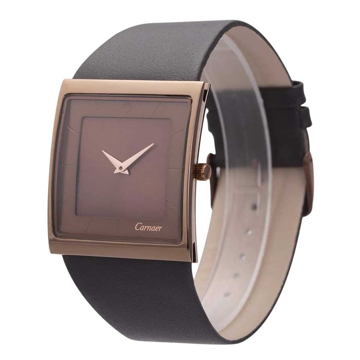 SIBOSUN Minimalist Square Men's Watch Black Dial 41mm Case | Classic Business Style Quartz Analog — A-a. Brown