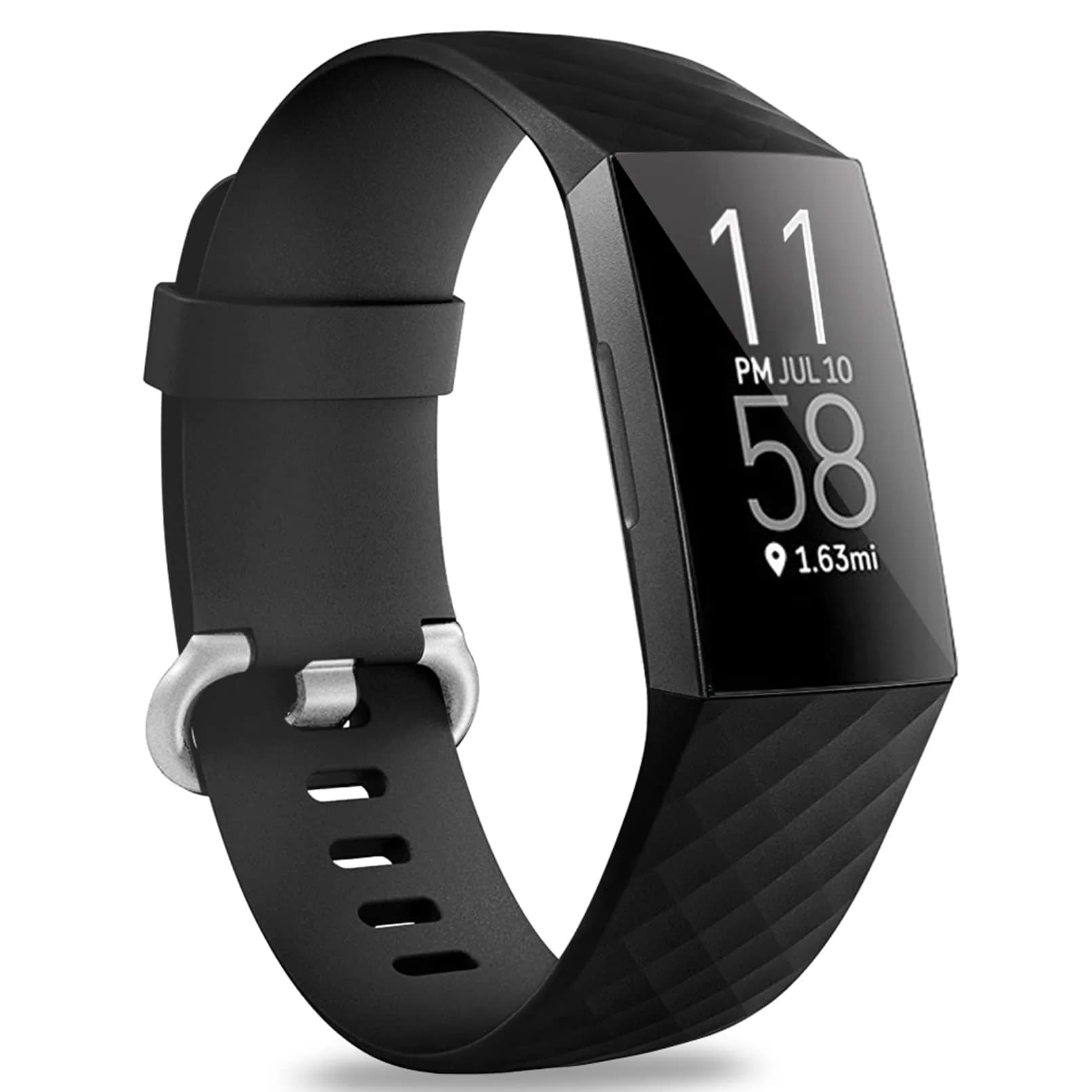 Hamile Watch Band Compatible with Fitbit Charge 4 / 3 | Silicone Sport Strap for Women Men, Small, Black — 1-Black / Large