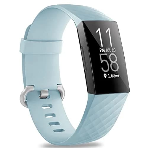 Hamile Waterproof Silicone Fitbit Charge 4/3 Sport Band, Aqua, Small | Durable & Comfortable thumbnail 1