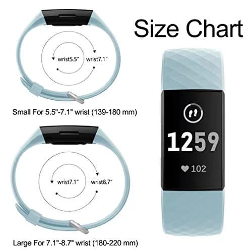 Hamile Waterproof Silicone Fitbit Charge 4/3 Sport Band, Aqua, Small | Durable & Comfortable thumbnail 7