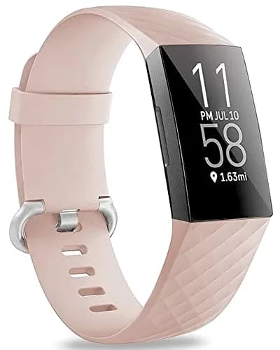 Hamile Waterproof Silicone Watch Band for Fitbit Charge 4/3/3 SE | Sport & Fitness Wristband (Small, Pink Sand) thumbnail 1