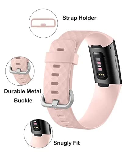 Hamile Waterproof Silicone Watch Band for Fitbit Charge 4/3/3 SE | Sport & Fitness Wristband (Small, Pink Sand) thumbnail 2