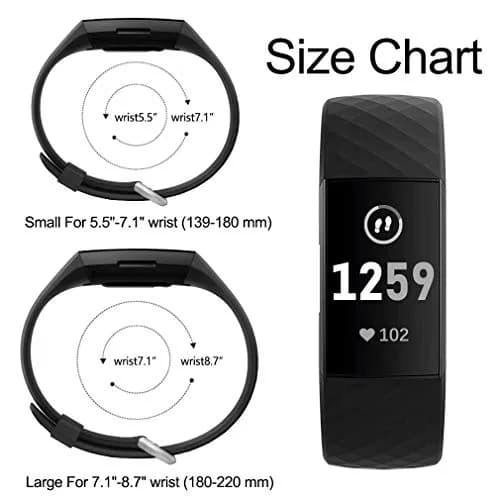 Hamile Watch Band Compatible with Fitbit Charge 4 / 3 | Silicone Sport Strap for Women Men, Small, Black thumbnail 7